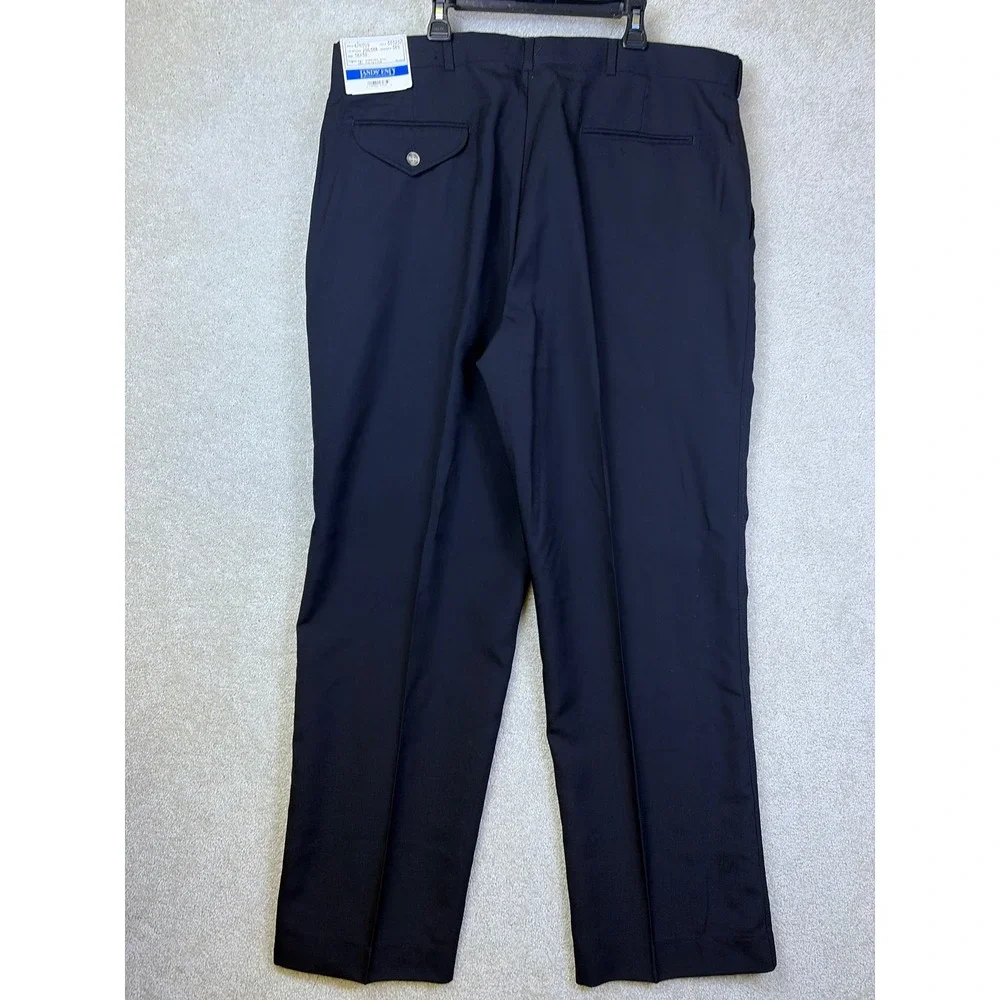 Lands End Dress Pants Mens 38x30 Black Worsted Wool Blend USA Made Vintage READ